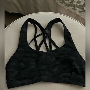 Lululemon Athletica Black Camo Strappy Sports Bra